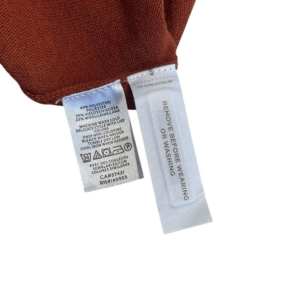 LOFT V‑Neck Cardigan Wool Blend Rust Brown Button Front Size Small - Picture 10 of 11